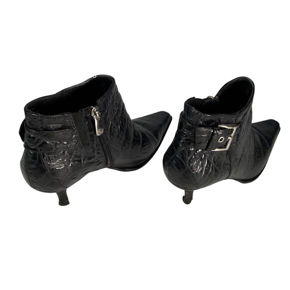 Vintage Donald Pliner Croc Embossed Black Boots 7.5 - Picture 4 of 4